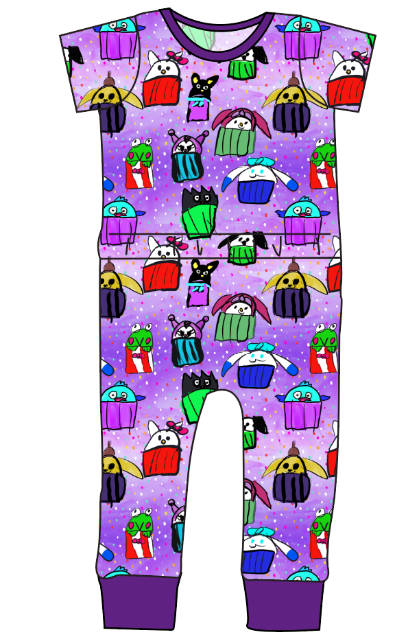 Junipers Cupcake Friends Bennett Pants and Shorts Length T-Shirt Romper