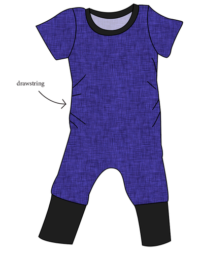 Indigo Linen Grow With Me Pants And Shorts Romper