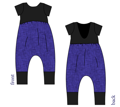 Indigo Linen Low Back Romper and Bubble Romper