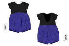 Load image into Gallery viewer, Indigo Linen Low Back Romper and Bubble Romper