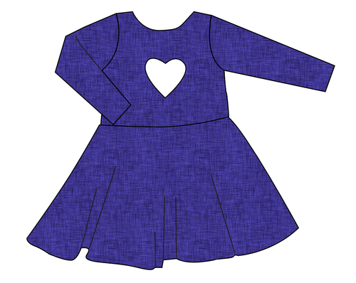 Indigo Linen Molly Heart Back Twirly Dress