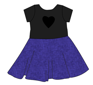Indigo Linen Molly Heart Back Twirly Dress