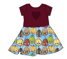 Load image into Gallery viewer, Food is Fun Molly Heart Back Twirly Dress