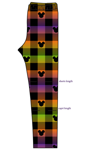 Spooky Plaid Mouse Ears Basic Leggings