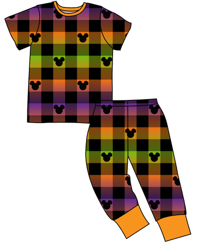 Spooky Plaid Mouse Ears Basic Loungewear Set
