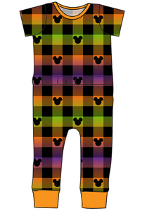 Spooky Plaid Mouse Ears Bennett Pants and Shorts Length T-Shirt Romper