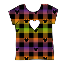 Load image into Gallery viewer, Spooky Plaid Mouse Ears Cambria Heart Back Tee