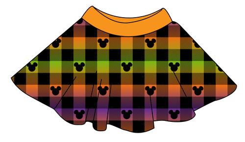 Spooky Plaid Mouse Ears Circle Skirt