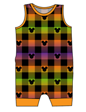 Load image into Gallery viewer, Spooky Plaid Mouse Ears Emmett Pants And Shorts T-Shirt Romper