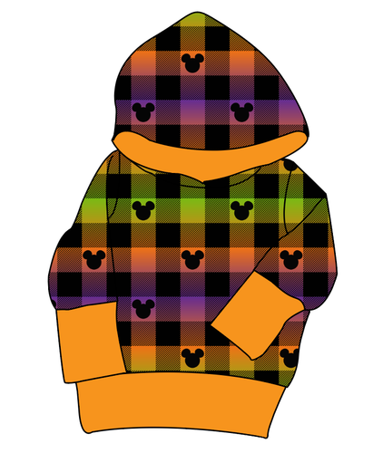 Spooky Plaid Mouse Ears Grow With Me Hoodie (or Crewneck)