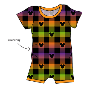 Spooky Plaid Mouse Ears Grow With Me Pants And Shorts Romper