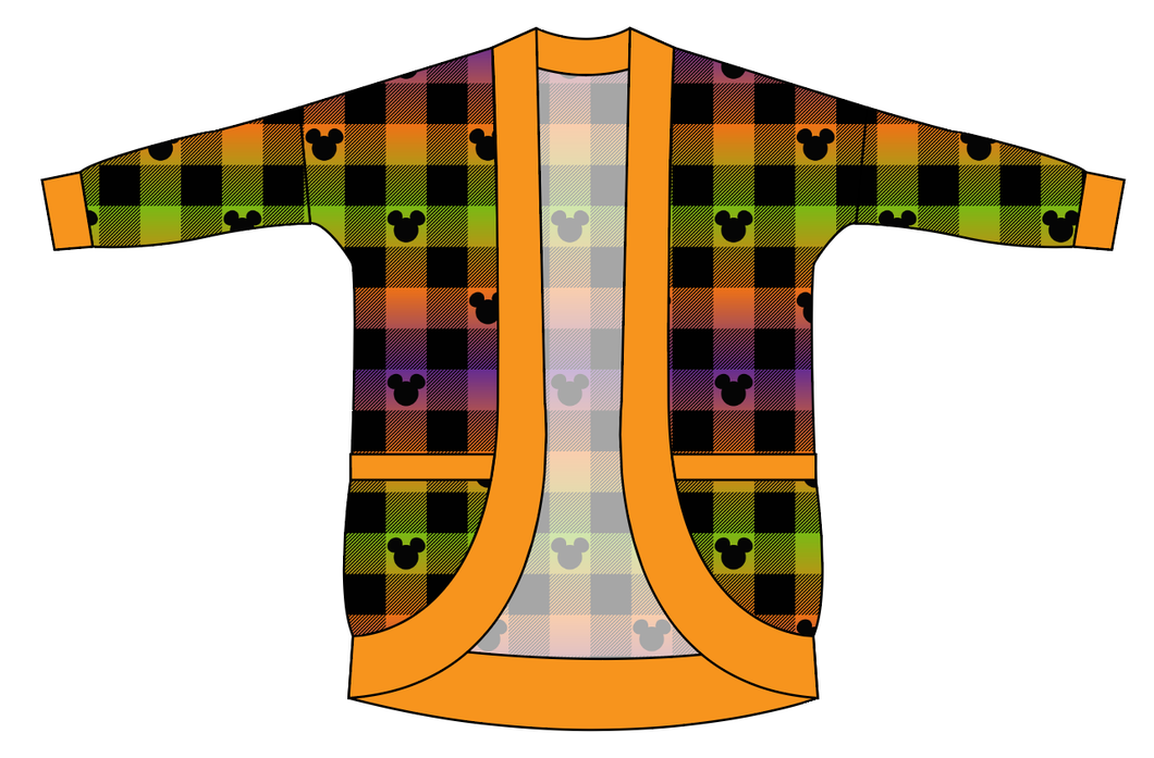 Spooky Plaid Mouse Ears Kids Cocoon Cardigan