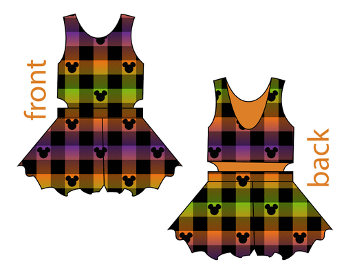 Spooky Plaid Mouse Ears Kids Playsuit