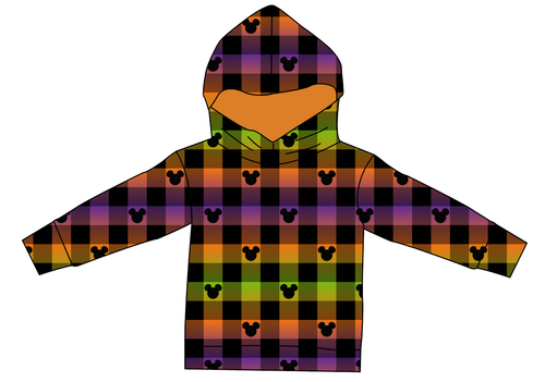 Spooky Plaid Mouse Ears Ladies Oversized Hoodie