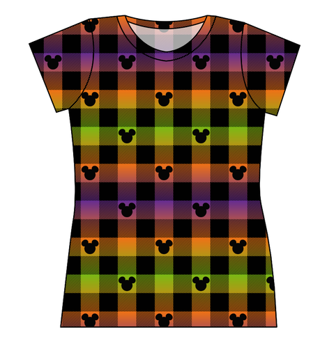 Spooky Plaid Mouse Ears Ladies' Basic Tee