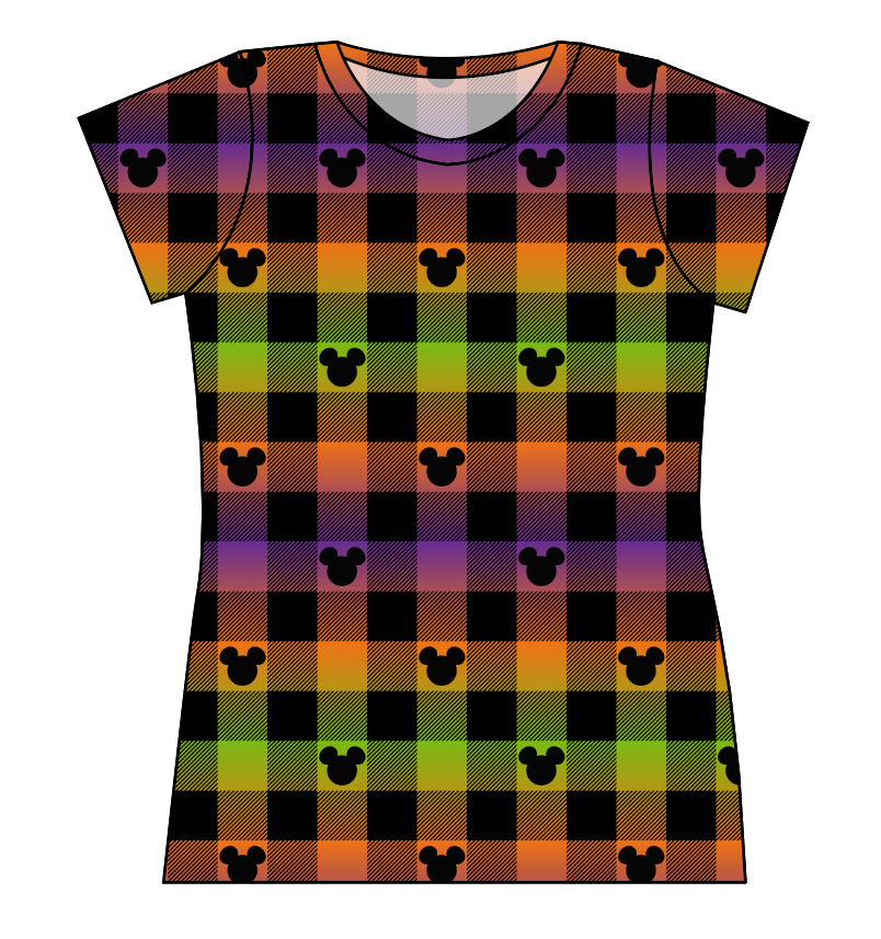 Spooky Plaid Mouse Ears Ladies' Basic Tee