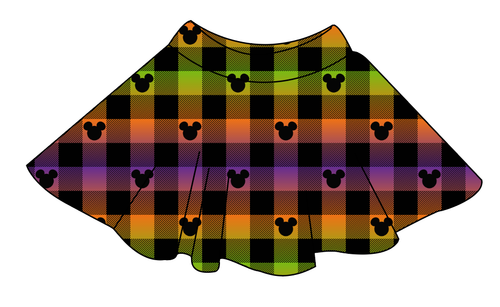 Spooky Plaid Mouse Ears Ladies' Circle Skirt