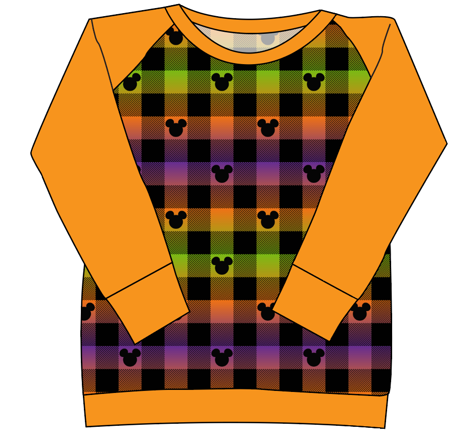Spooky Plaid Mouse Ears Ladies' Classic Crewneck