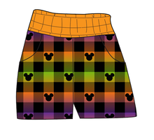 Load image into Gallery viewer, Spooky Plaid Mouse Ears Ladies&#39; Joggers and Jogger Shorts
