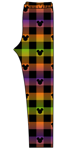 Spooky Plaid Mouse Ears Ladies' Lounge Leggings