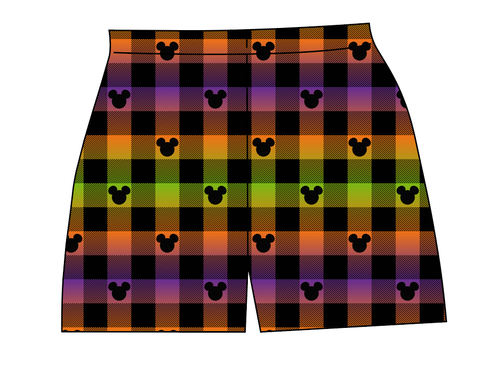 Spooky Plaid Mouse Ears Ladies' Lounge Shorts