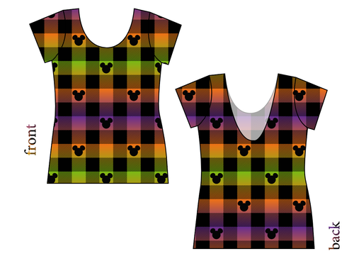 Spooky Plaid Mouse Ears Ladies' Low Back Ballerina Tee