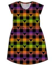 Load image into Gallery viewer, Spooky Plaid Mouse Ears Ladies&#39; Play Dress