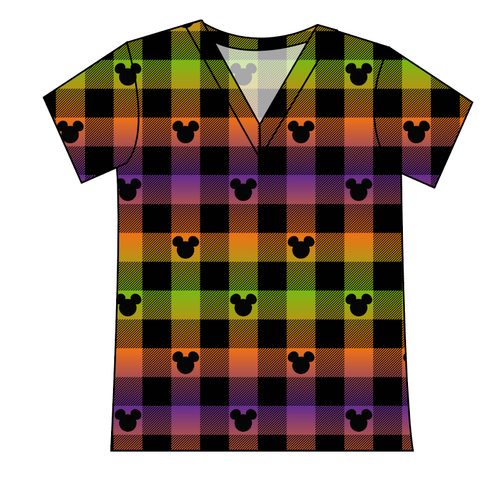 Spooky Plaid Mouse Ears Ladies' Slouchy V-Neck Tee
