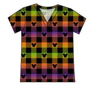 Spooky Plaid Mouse Ears Ladies' Slouchy V-Neck Tee