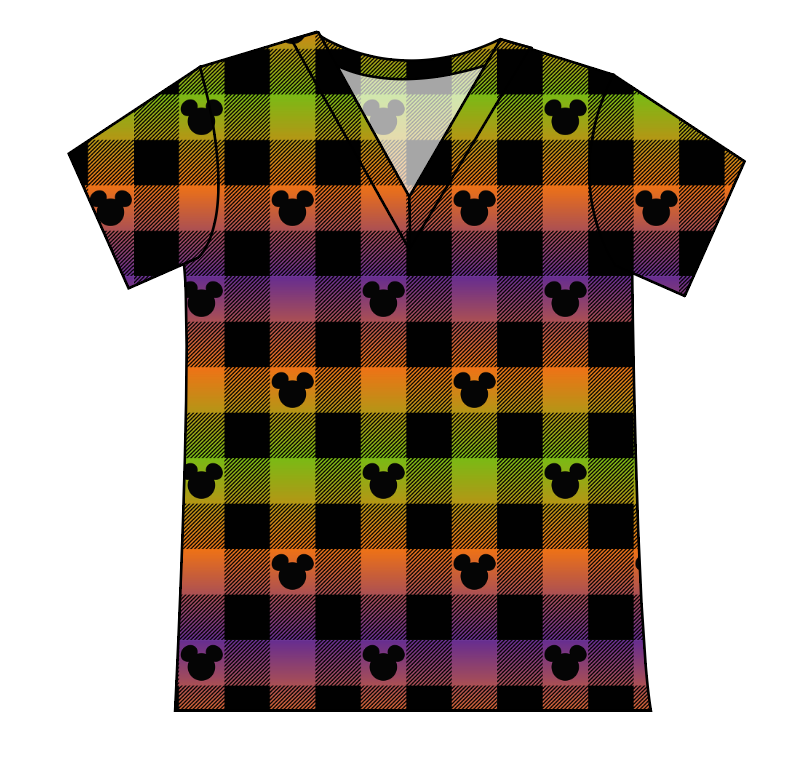 Spooky Plaid Mouse Ears Ladies' Slouchy V-Neck Tee