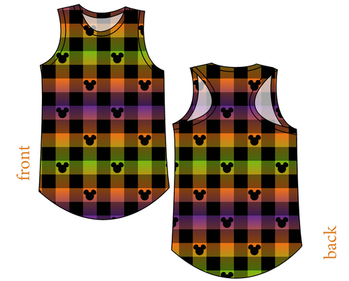 Spooky Plaid Mouse Ears Ladies' Summer Tank