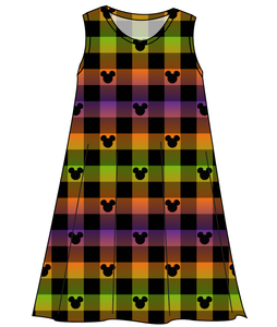 Spooky Plaid Mouse Ears Ladies' Swing Dress