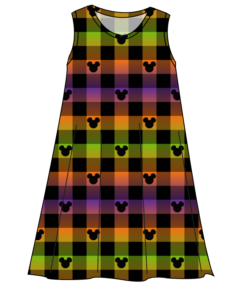 Spooky Plaid Mouse Ears Ladies' Swing Dress