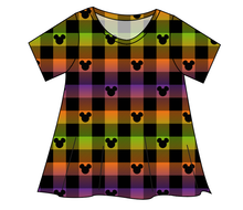 Load image into Gallery viewer, Spooky Plaid Mouse Ears Ladies&#39; Swing Tee