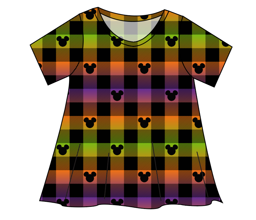 Spooky Plaid Mouse Ears Ladies' Swing Tee