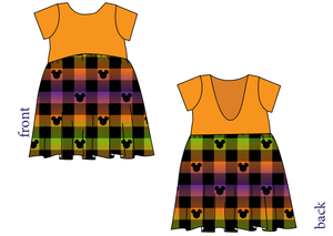 Spooky Plaid Mouse Ears Low Back Dress