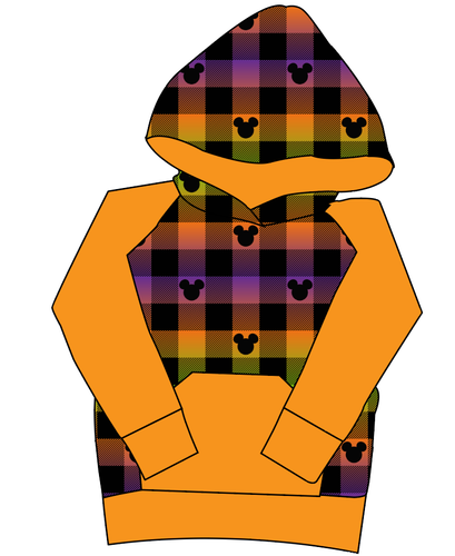 Spooky Plaid Mouse Ears Mens' Hoodie