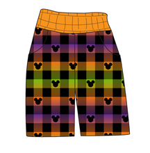 Load image into Gallery viewer, Spooky Plaid Mouse Ears Mens&#39; Joggers and Jogger Shorts