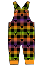 Load image into Gallery viewer, Spooky Plaid Mouse Ears Overalls and Shortalls