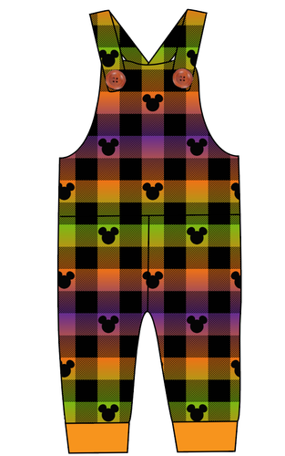 Spooky Plaid Mouse Ears Overalls and Shortalls