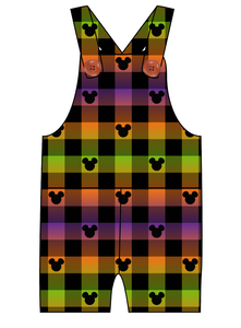 Spooky Plaid Mouse Ears Overalls and Shortalls