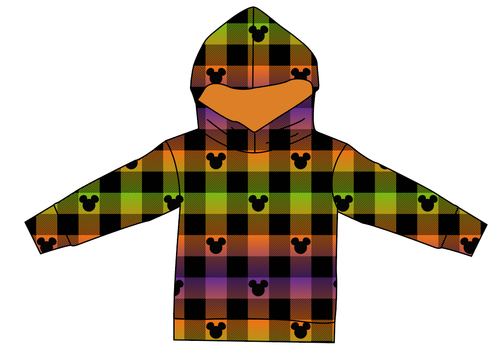 Spooky Plaid Mouse Ears Oversized Hoodie