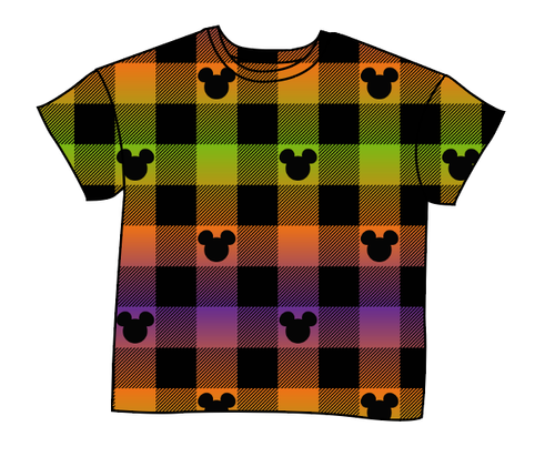 Spooky Plaid Mouse Ears Oversized Tee