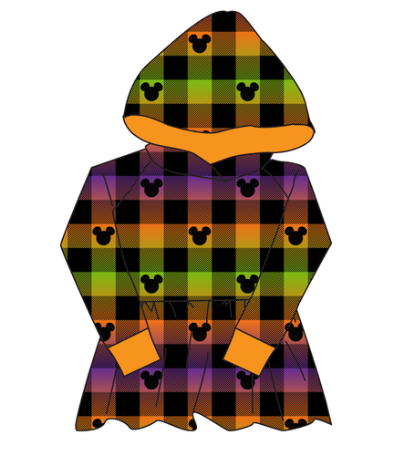 Spooky Plaid Mouse Ears Peplum Hoodie (or Crewneck)