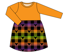 Load image into Gallery viewer, Spooky Plaid Mouse Ears Play Dress