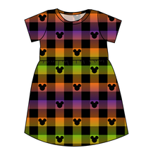 Load image into Gallery viewer, Spooky Plaid Mouse Ears Play Dress