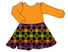 Load image into Gallery viewer, Spooky Plaid Mouse Ears Prairie Dress