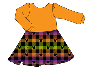 Spooky Plaid Mouse Ears Prairie Dress