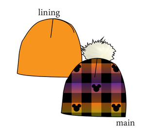 Spooky Plaid Mouse Ears Slouchy Beanie (Reversible!)