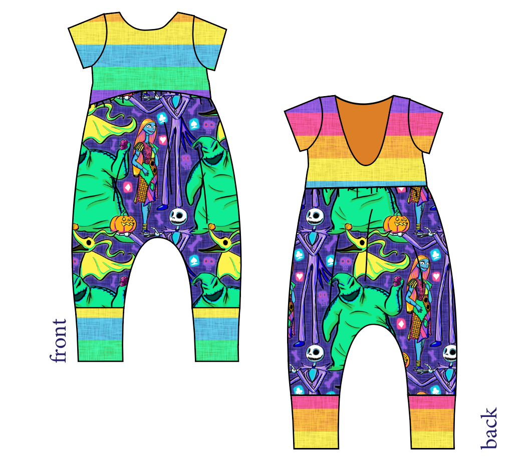 Neon Nightmare Low Back Romper and Bubble Romper